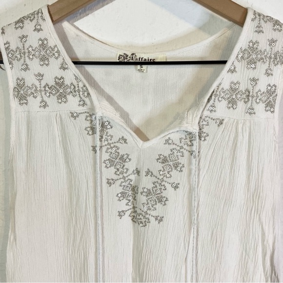 Laffaire White Gauze Sequin Tank Top - Picture 2 of 5